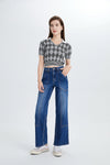 High Rise Wide Leg Crop Denim Jeans-Wide Leg-BAYEAS