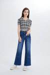 High Rise Wide Leg Crop Denim Jeans-Wide Leg-BAYEAS