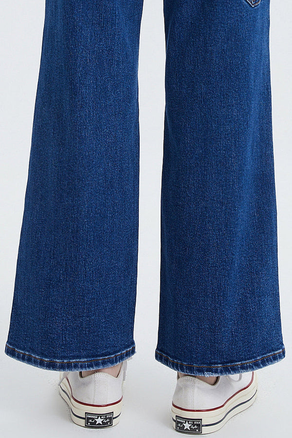 High Rise Wide Leg Crop Denim Jeans-Wide Leg-BAYEAS