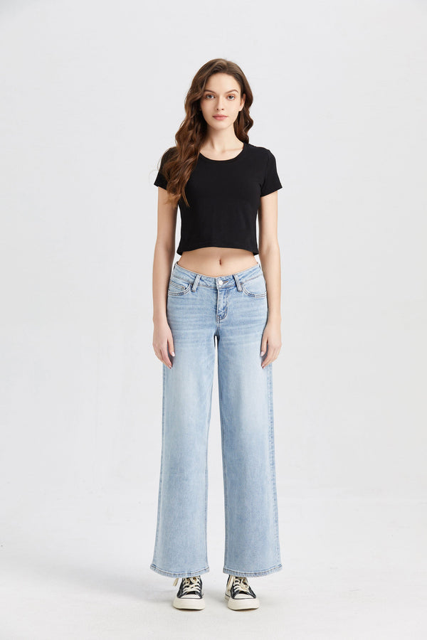 Mid Rise Wide Leg Jeans