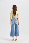 Mid Rise Wide Leg Crop Flare Jeans-Wide Leg-BAYEAS