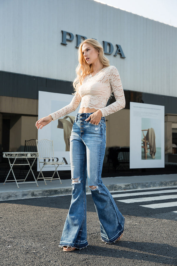 HIGH RISE FLARE JEANS-BAYEAS