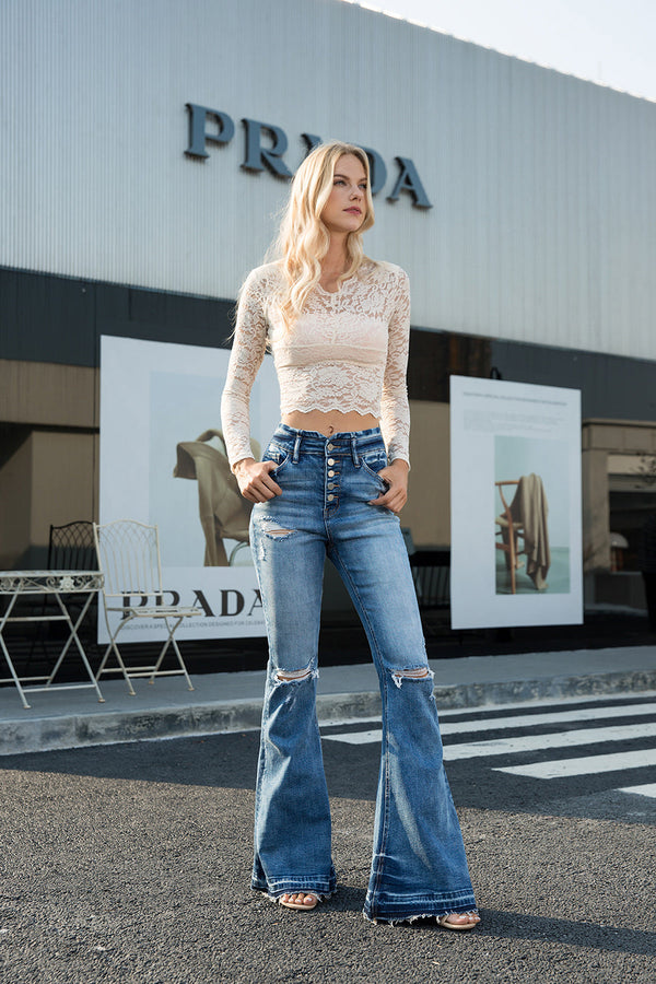 HIGH RISE FLARE JEANS-BAYEAS