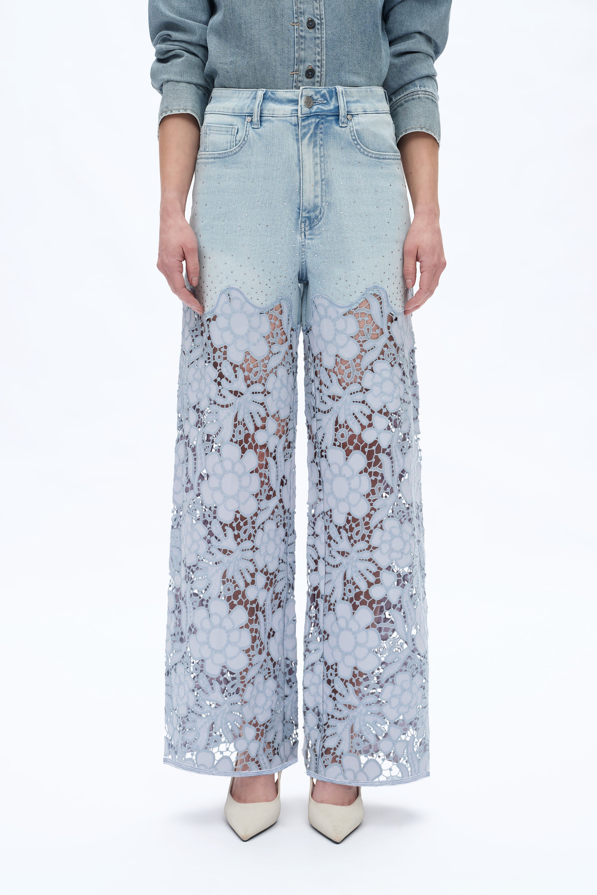 ★CERRIC★FLOWER LACE PATCH JEANS★459★Blue★韓国★大人気★ Pacsun Eco Floral Patch Boyfriend Jeans | PacSun