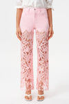 High-Rise Wide-Leg Lace Cut-out