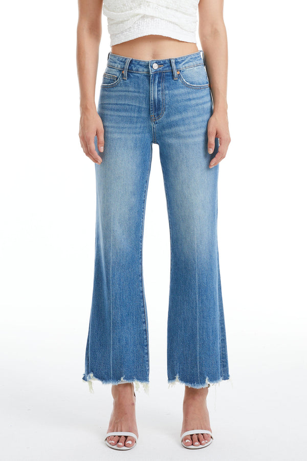 Frayed Hem Wide Leg Jeans-Wide Leg-BAYEAS