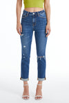 High Rise Slim Straight Jeans-Straight-BAYEAS