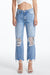 Lace-Ripped Knee Cropped Jeans-Straight-BAYEAS