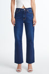High Rise Straight Raw Hem Jeans-Straight-BAYEAS