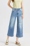 Mid Rise Wide Leg Crop Flare Jeans-Wide Leg-BAYEAS