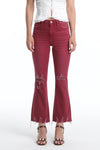 High Rise Ankle Distressed Flare Pants