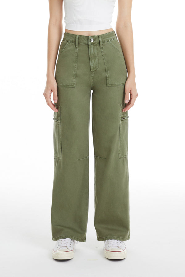 High Rise Mulit Bag Straight Pants-Straight-BAYEAS