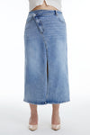 Front Split Denim Skirt
