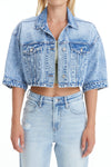 Candy Painted Cropped Denim Jacket-Jackets-BAYEAS
