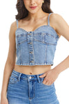 Lunna Denim Corset Top for Women-Corset-BAYEAS