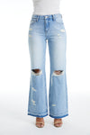 Raw Hem Distressed Bootcut Jeans-Flare & Bootcut-BAYEAS