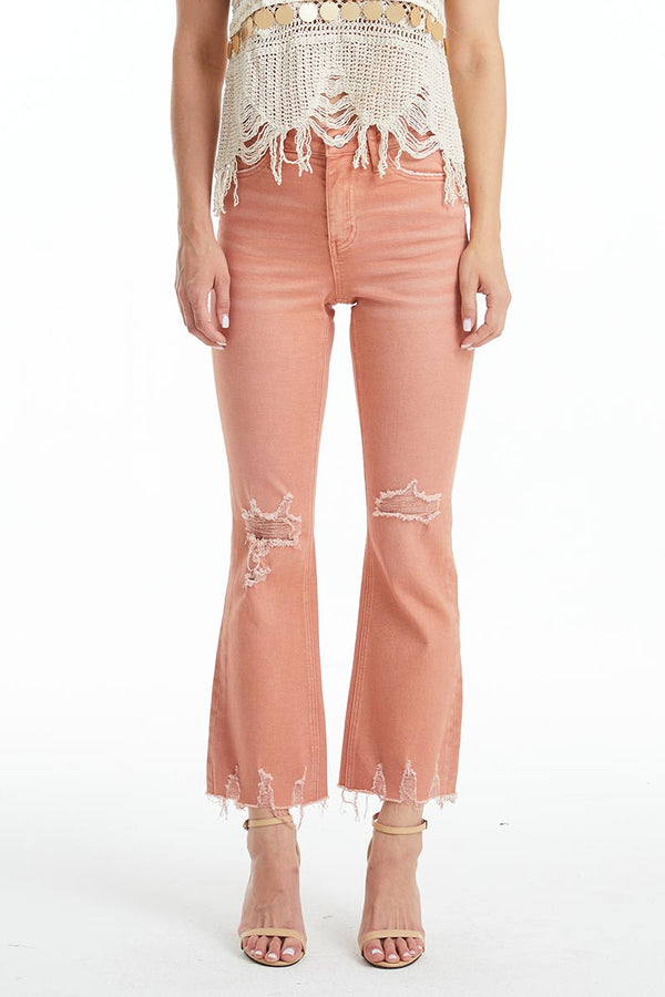 Emily High Rise Distressed Flare Pants-Flare & Bootcut-BAYEAS