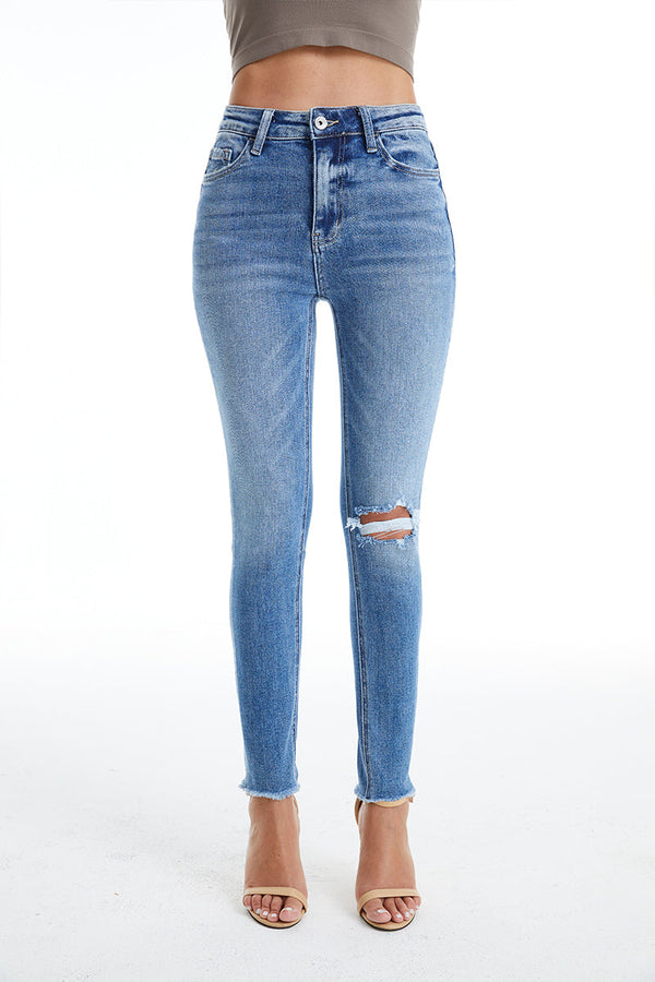 Distressed Skinny Jeans-Skinny-BAYEAS