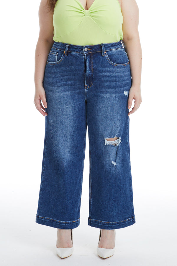 Mid Rise Wide Leg Crop Flare Jeans