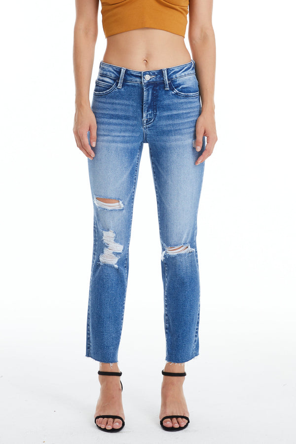 Ripped Classic Jeans-Straight-BAYEAS