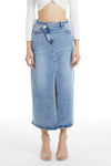 Front Split Denim Skirt-Skirts-BAYEAS