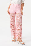 High-Rise Wide-Leg Lace Cut-out