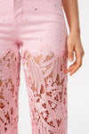High-Rise Wide-Leg Lace Cut-out