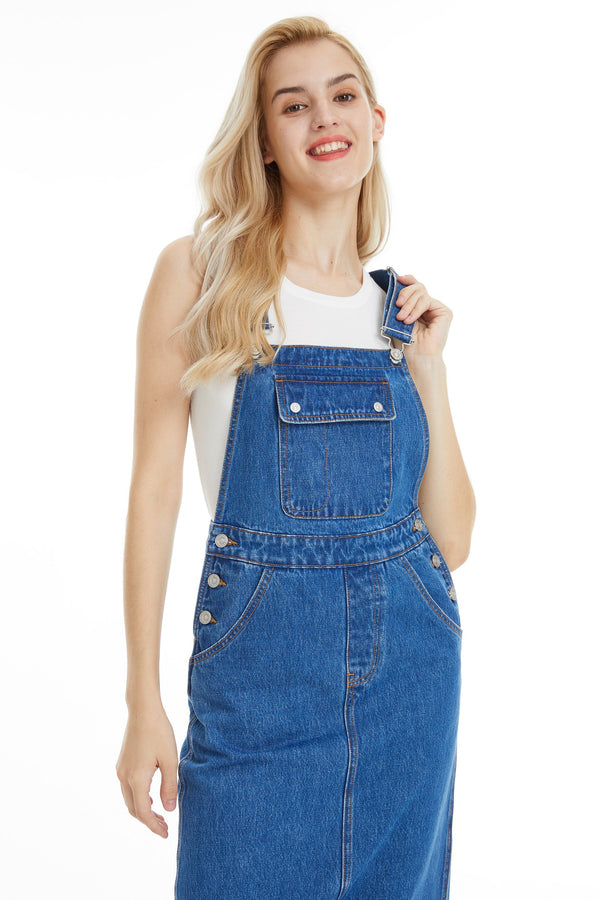 Zoe Suspender Denim Dress-Dresses-BAYEAS