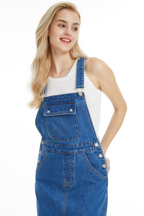 Zoe Suspender Denim Dress-Dresses-BAYEAS