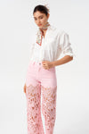 High-Rise Wide-Leg Lace Cut-out