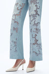 High Rise Embroidered Relaxed Straight Denim Jeans