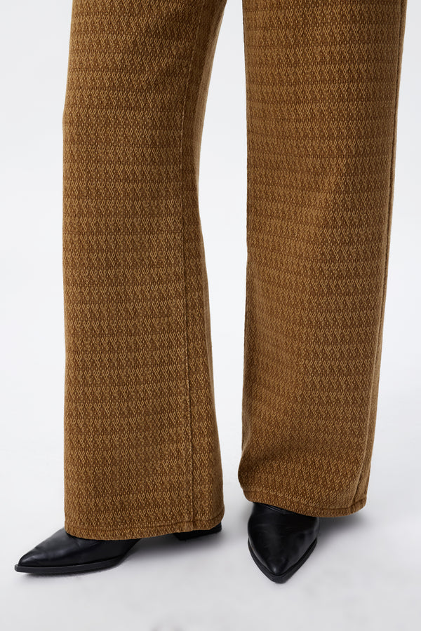 Mid Rise Textured Wide Leg Pants