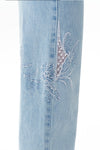 High Rise Ankle Embroidered Straight Leg Jeans