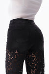 High Rise Floral Embroidered Wide Leg Pants