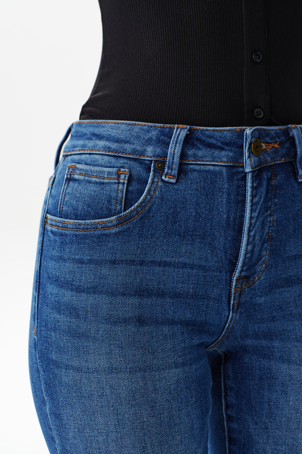 Edgy Mid Rise Flare Jeans