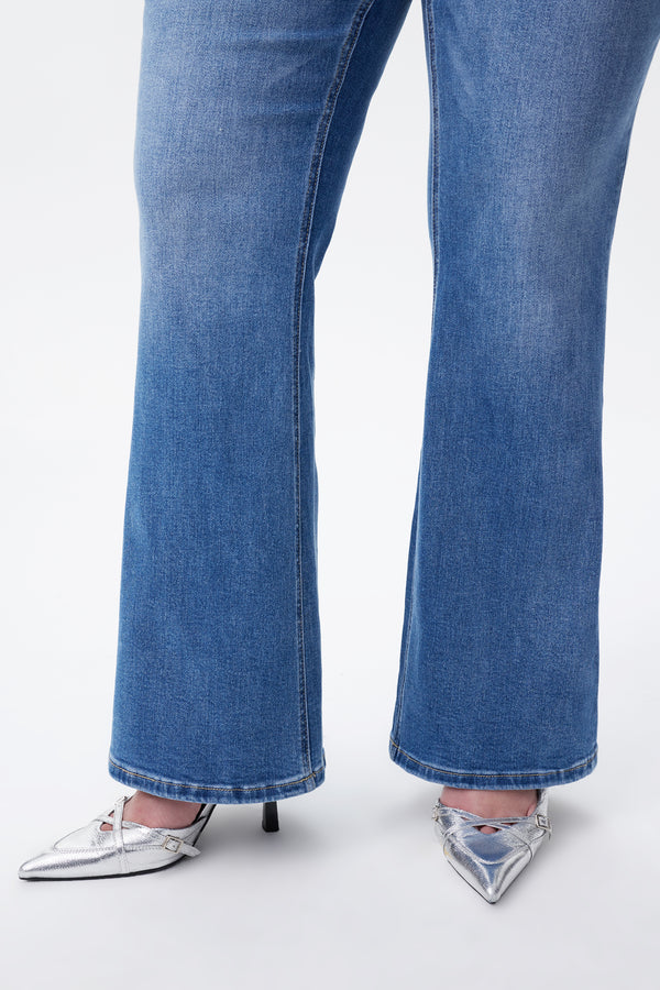 Mid Rise Distressed Bootcut Jeans