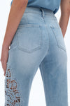 Ultra High Rise Lace Patchwork Wide Leg Denim Jeans