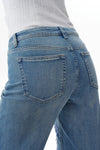 Chic Mid Rise Pearl Embellished Wide Leg Jeans