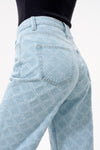 High Rise Jacquard Straight Leg Jeans