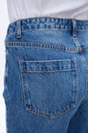 High Rise Distressed Mom Denim Jeans With Slit