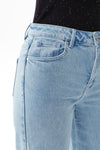 High Rise Ankle Embroidered Straight Leg Jeans
