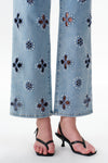 High Rise Floral Embroidered Straight Leg Jeans
