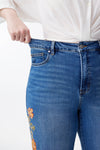 New York High Rise Embroidered Wide Leg Jeans