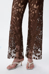 High Rise Ankle Embroidered Lace Wide Leg Jeans