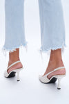 Anna High Rise Frayed Hem Ankle Flare Denim Jeans