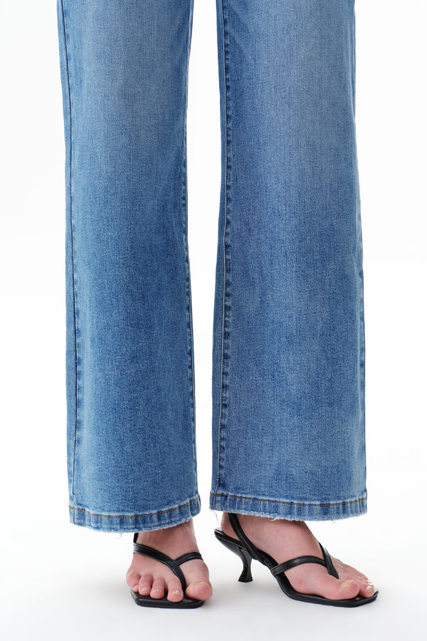 High Rise Drawstring Wide Leg Jeans