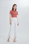 High Rise Front Slit Flare Pants-Flare & Bootcut-BAYEAS