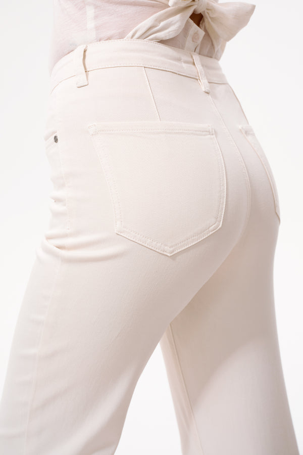 High Rise Ankle Embroidered Lace Straight Leg Pants
