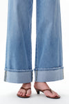 Mid Rise Cuffed Wide Leg Jeans