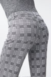 Mid Rise Check Print Wide Leg Pants